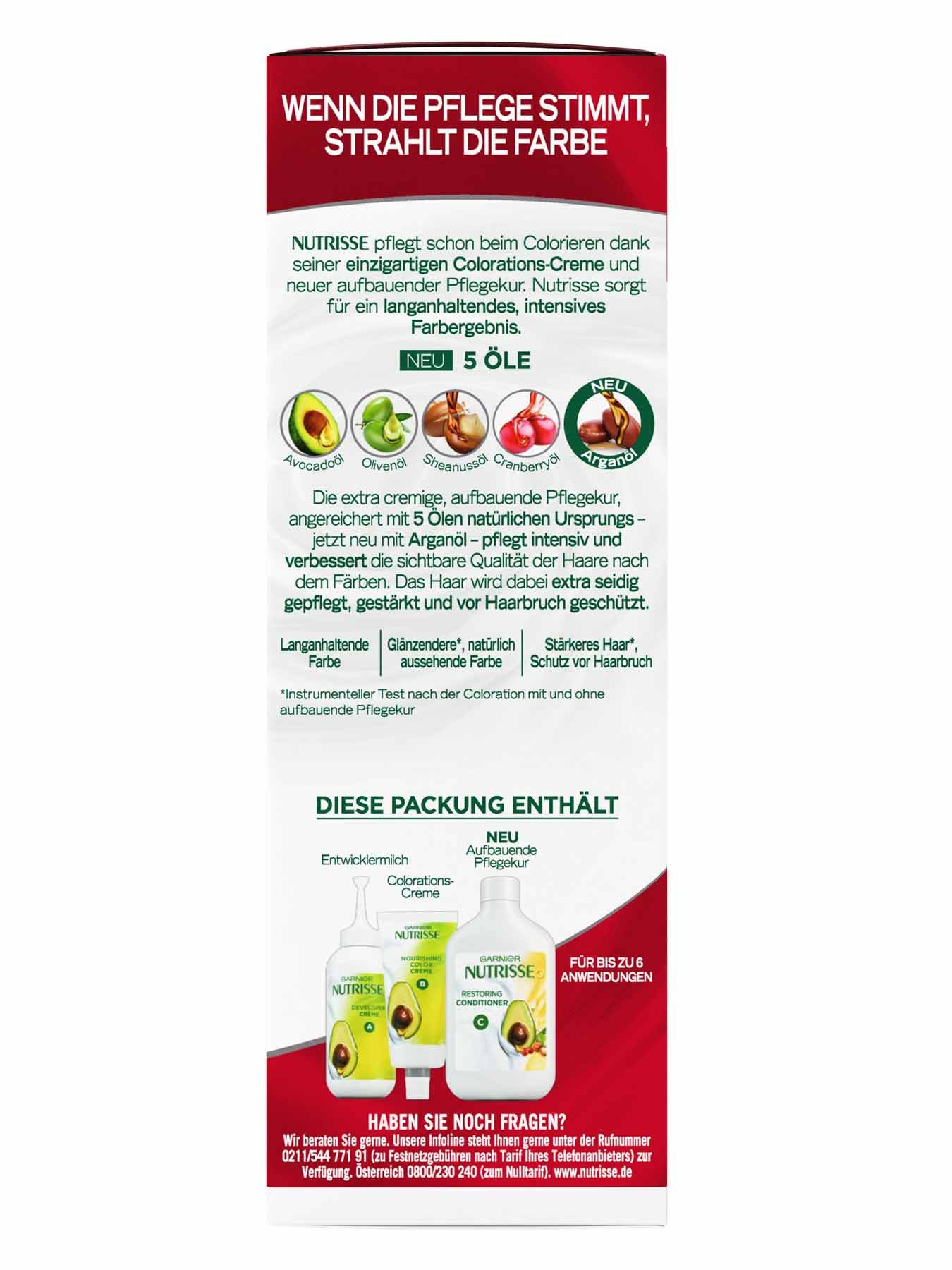 Seitenansicht auf die Verpackung der Garnier Nutrisse Farbsensation 660 Intensiv Rot